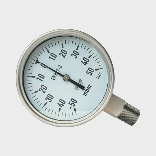 Bellow Pressure Gauge Full Stainless Steel SS316L -50 To 50 mbar