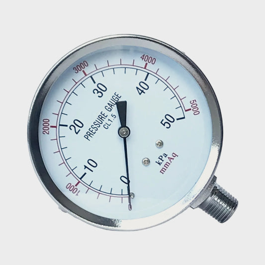 Bellows Pressure Gauge 5000 mmAq Chromed Steel Brass Air Manometer
