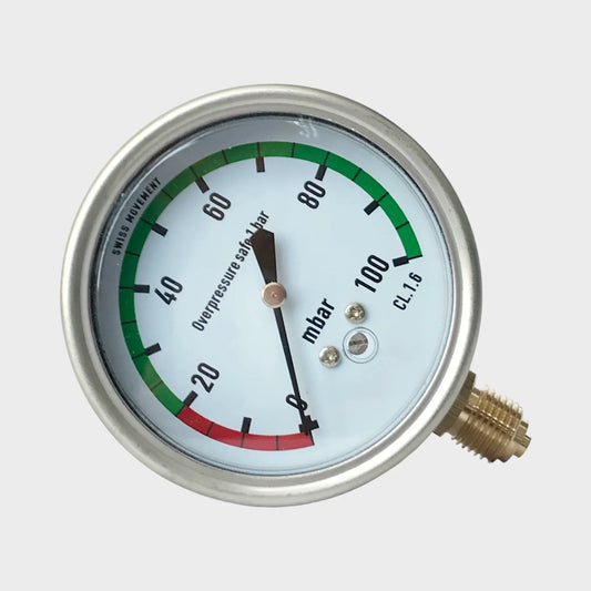2.5" Dial Bellows Type Pressure Gauge 100 mbar Gas Manometer