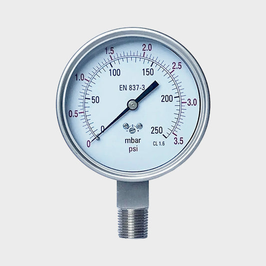 mbar Pressure Gauge Lower Mount Stainless Steel Manometer