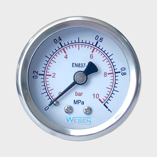 0 to 10 Bar Pressure Gauge Rolling Ring Type All SS Manometer Back Mount