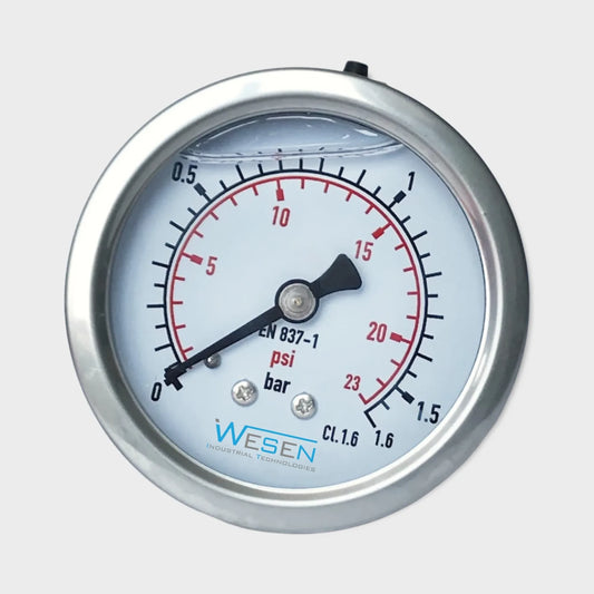 Liquid Filled Best Gas Manometer 63mm SS316L Case Center Back Mount