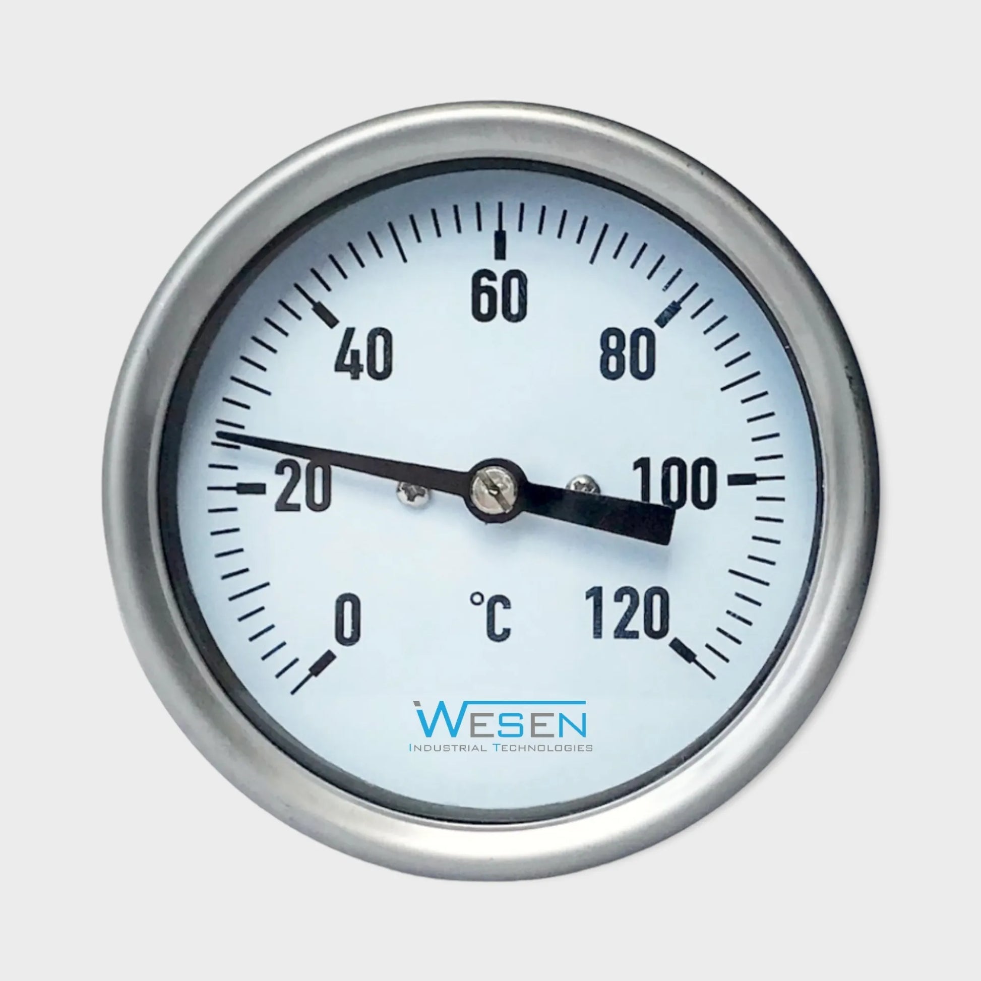 Bimetal Thermometer 80mm Dial 120°C Center Back Mount Stainless Steel