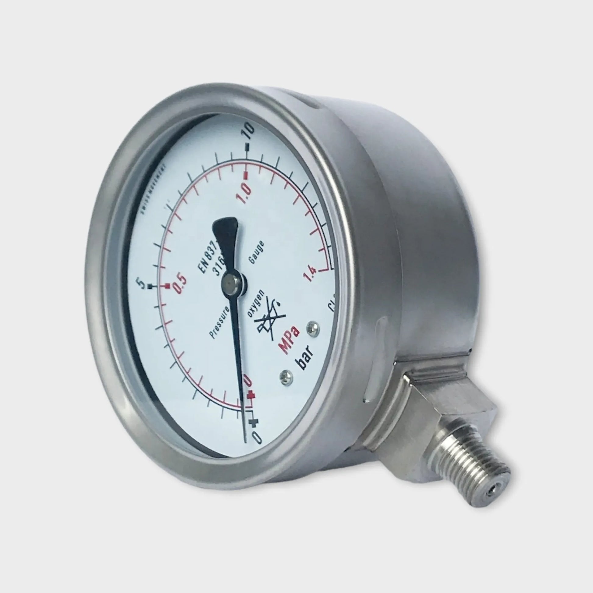 4" Stainless Steel Oxygen Pressure Gauge Use No Oil 14 Bar