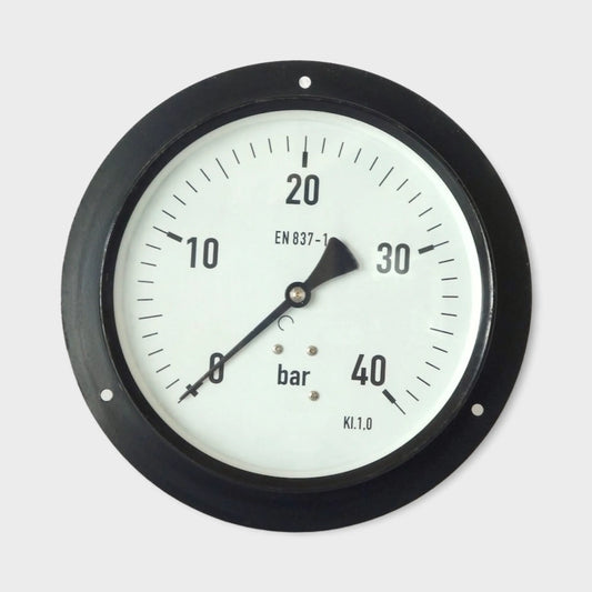 Air Blower Pressure Gauge 100mm Dial Lower Back Mount 40 Bar With Flange
