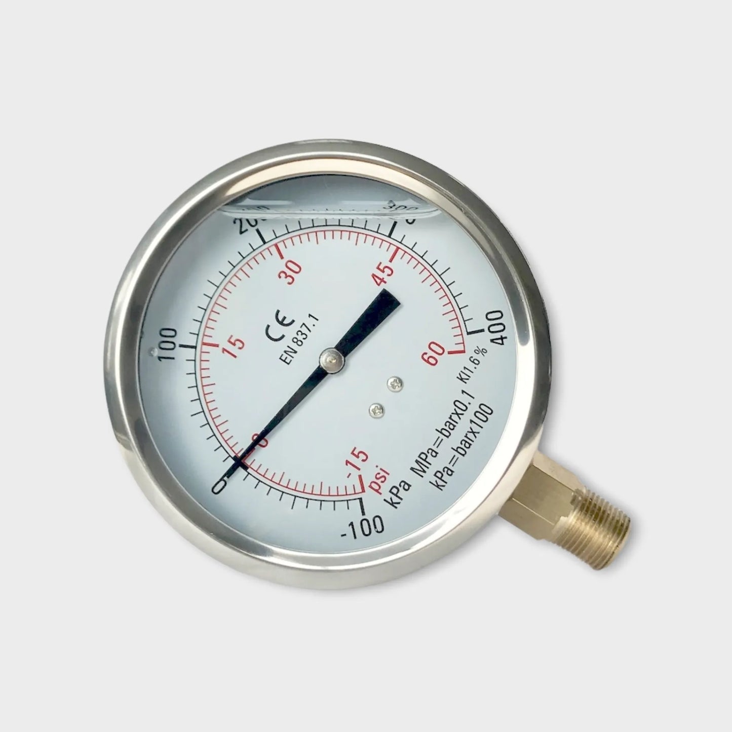 1/2 NPT Pressure Gauge With Glycerine Hydraulic 60 PSI Bourdon Type