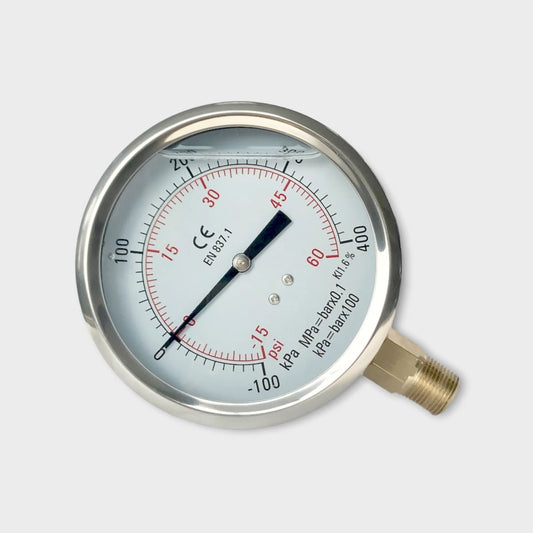 1/2 NPT Pressure Gauge With Glycerine Hydraulic 60 PSI Bourdon Type