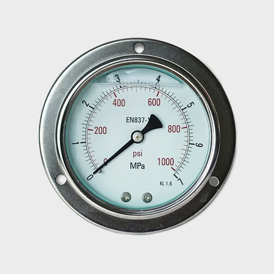 100mm Lower Back Mount Pressure Gauge Chromed Steel Case Flow Manometer