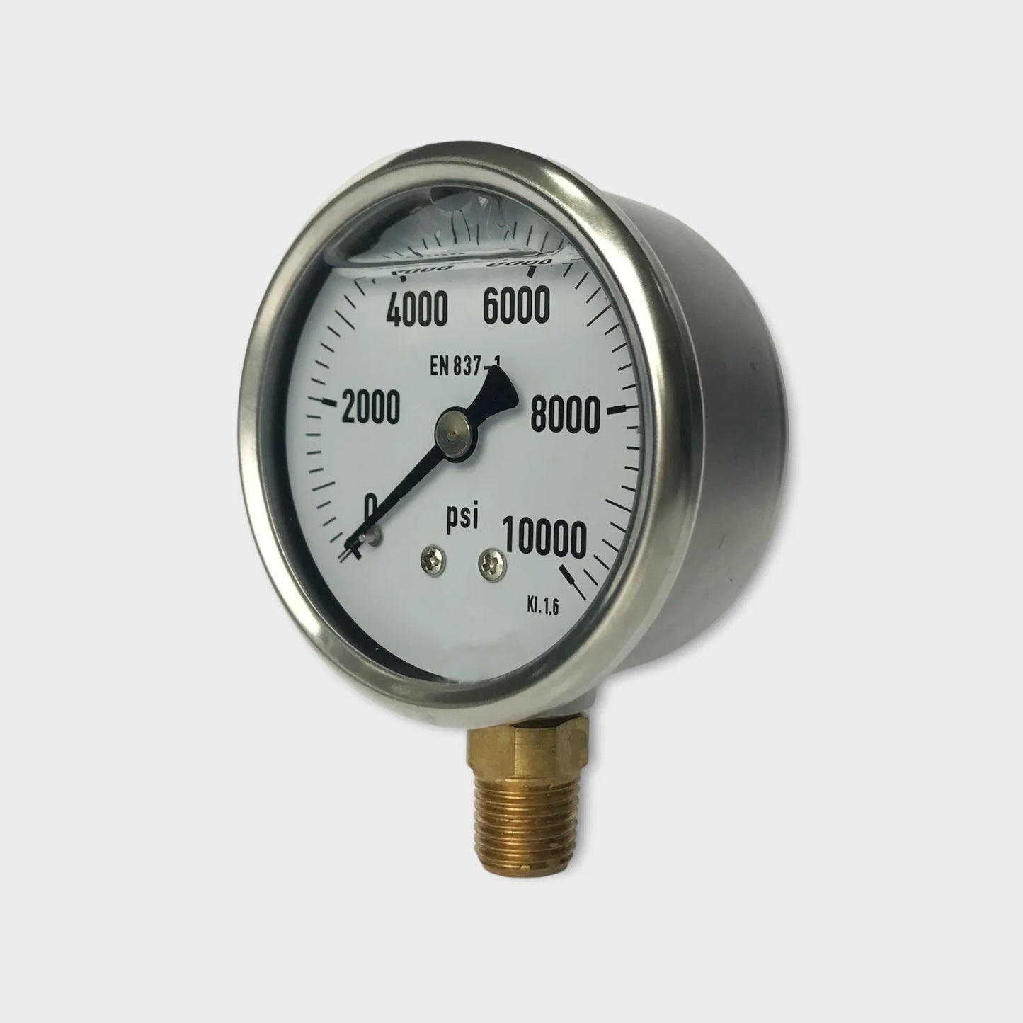 1/4 NPT Pressure Gauge Glycerin filled Lower Mount Flow Manometer oblique view
