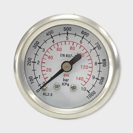 Pressure Gauge Gas Medium 10 Bar Center back Treble Scale SS316