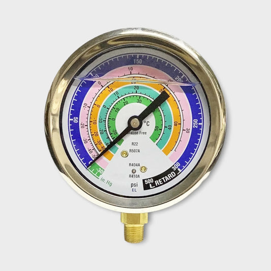 R22 Gas Pressure Gauge Glycerin Filling Blue Painted Case Brass Connection