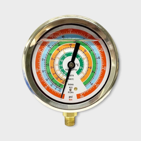 R407C Pressure Gauge Red Painted Case With Liquid Filled Radial Mount Manometer