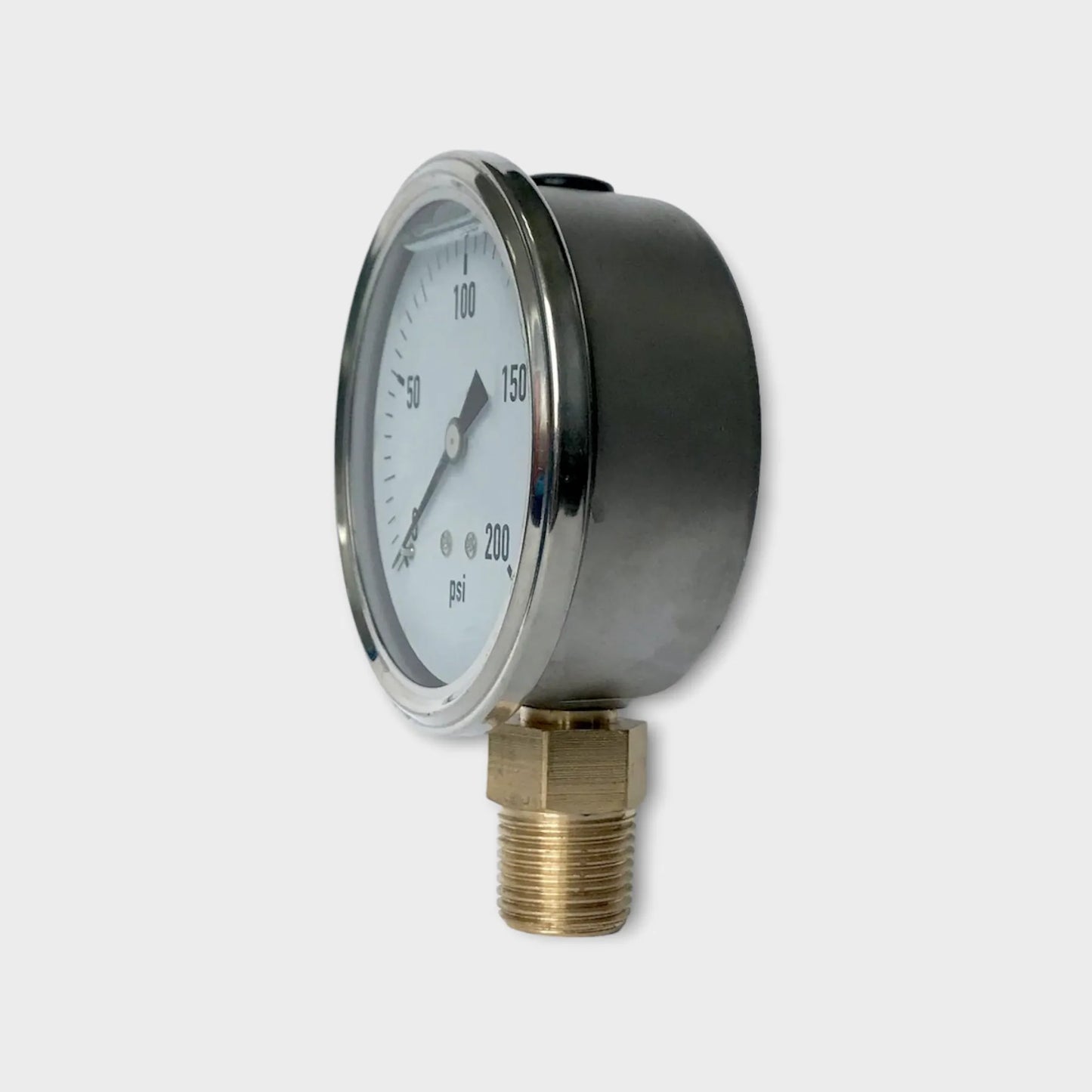 1/4 NPT Pressure Gauge Hydraulic 200 PSI Bourdon Type 75mm-side