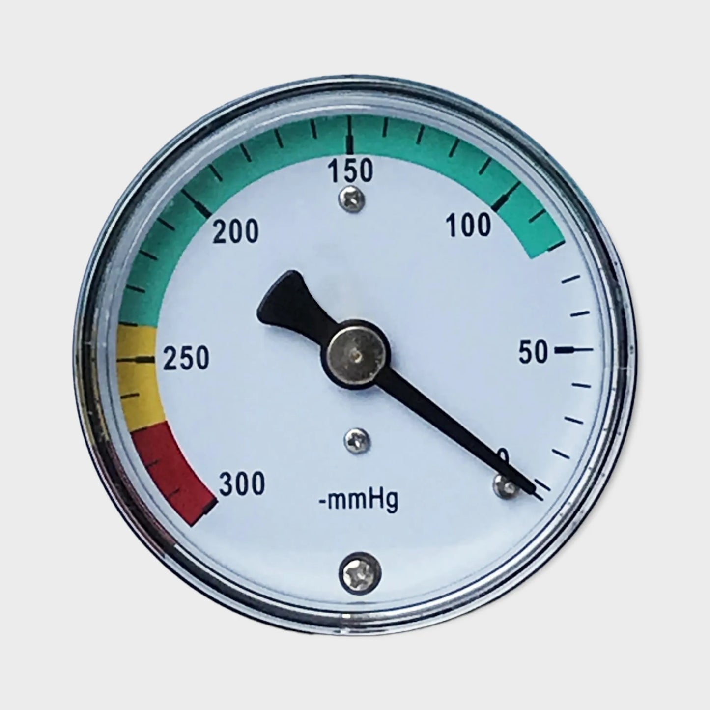 -300 mmHg Vacuum Manometer Black Steel Case Back Entry Adjustable Screw