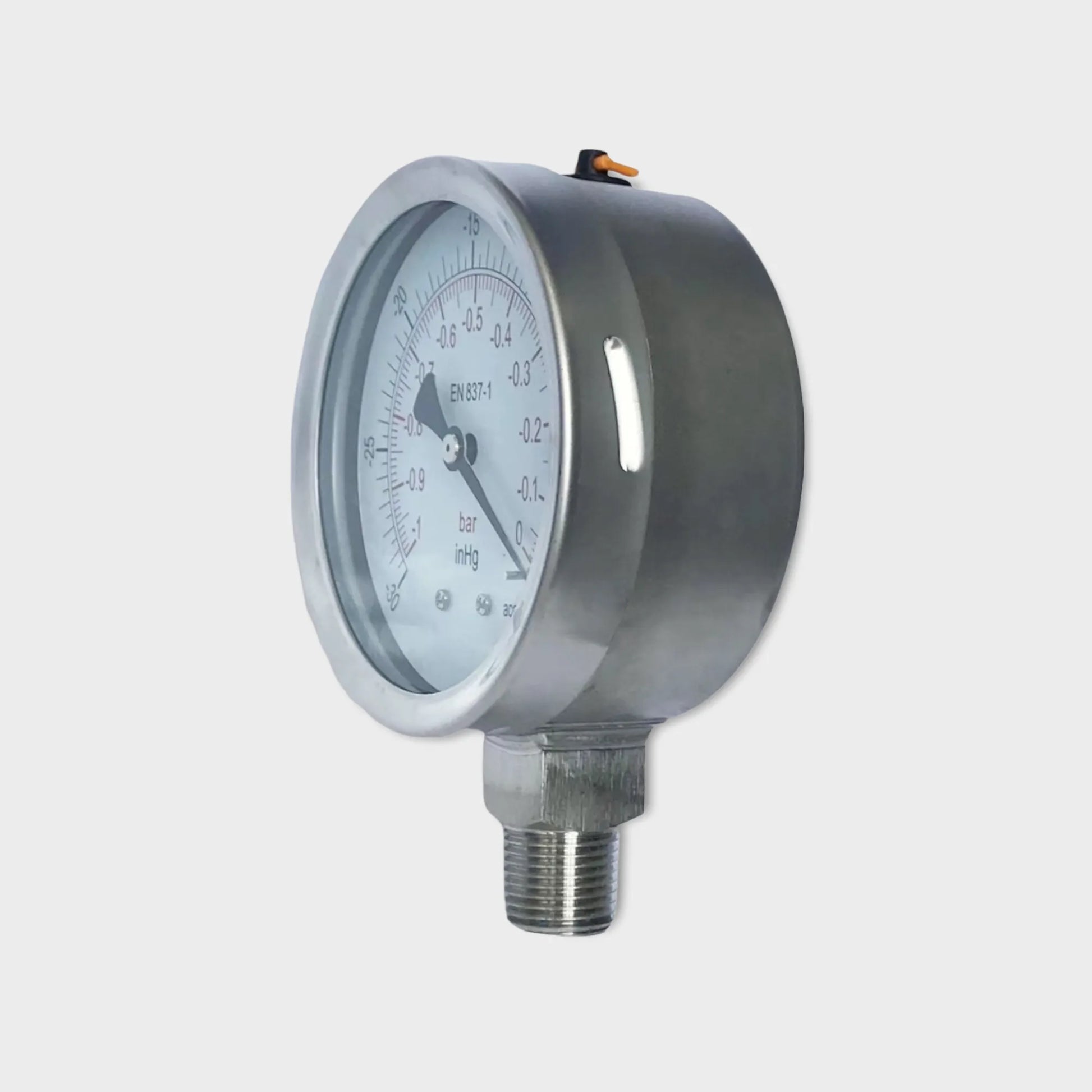 100mm Vacuum Pressure Gauges Lower Mount -30 inHg-side view