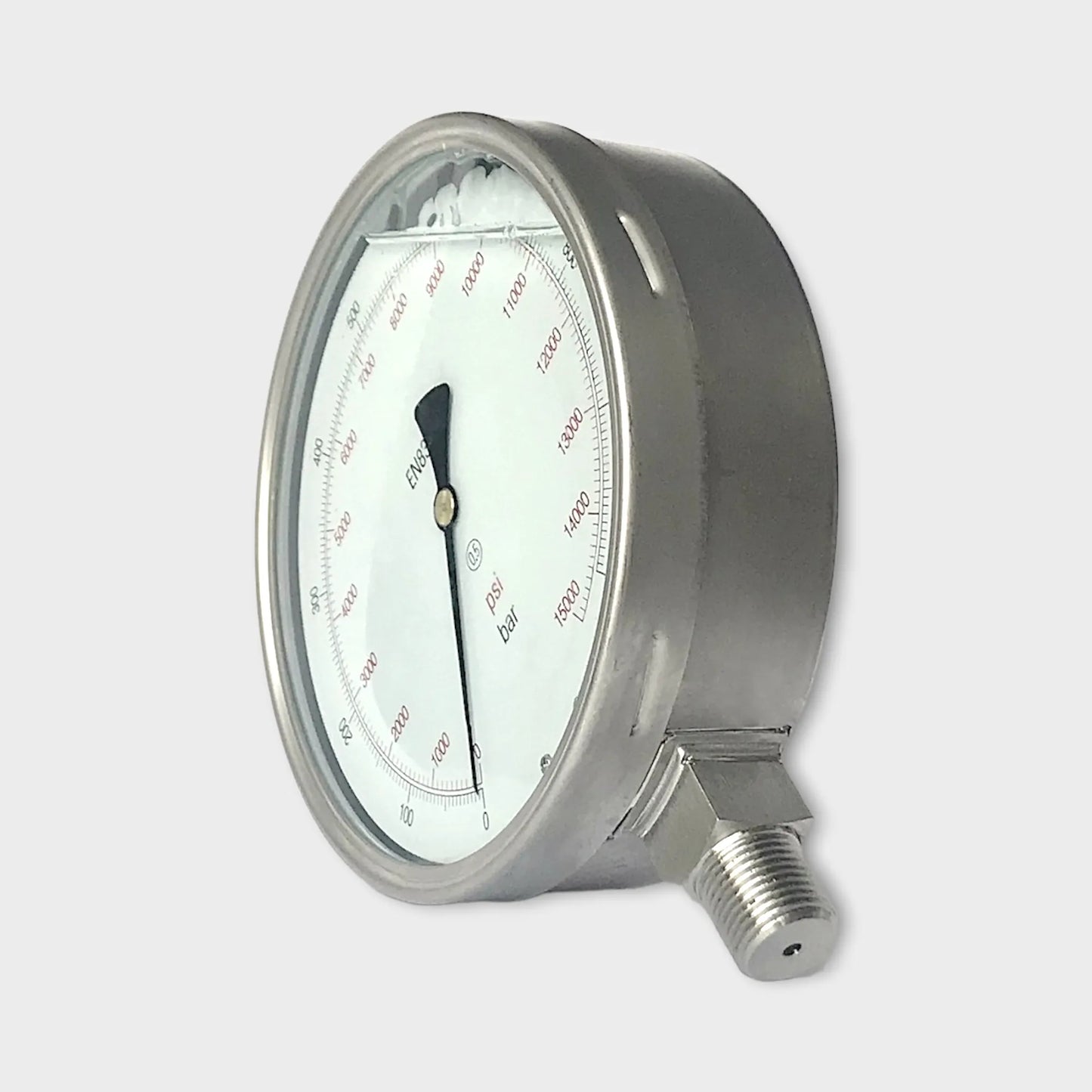 1000 Bar Pressure Gauge Glycerin Filled Bar&Psi SS 316 Dual Manometer-side