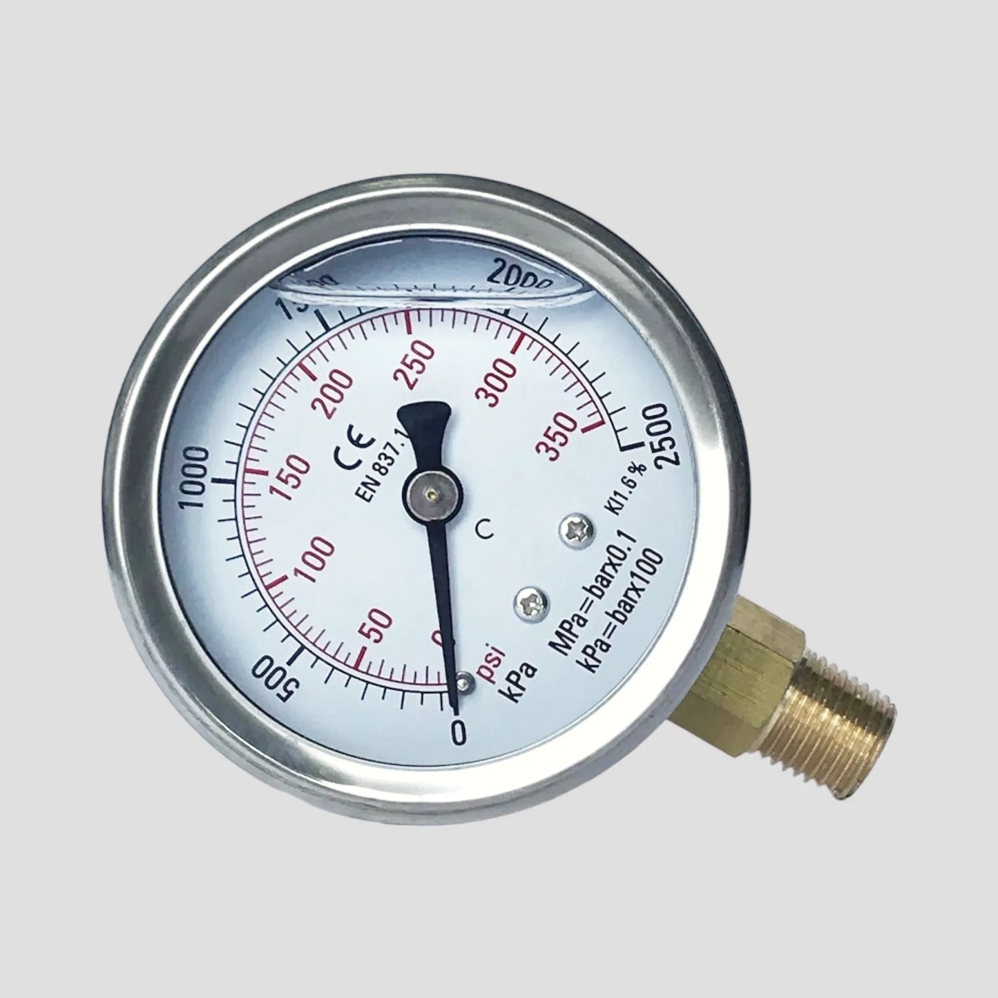 Tube Manometer Glycerin Filled Brass Connection