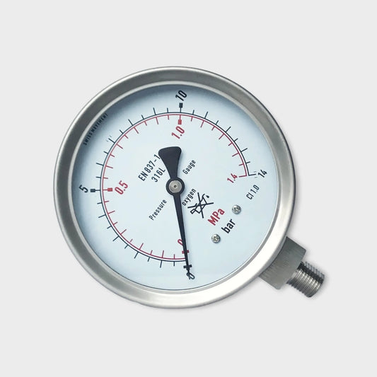 Oxygen Pressure Gauge Use No Oil 14 Bar Stainless Steel material 