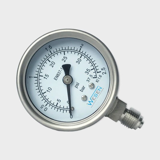 Fluid Manometer 2.5 Bar Lower Mount Pressure Gauge Analog