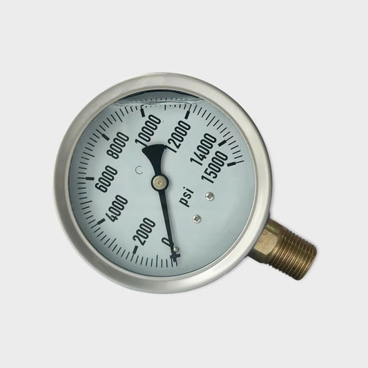 100mm Pressure Gauge For Pump Lower Mount Glycerin Filled 1/2 NPT
