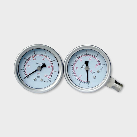 Oil Pressure Gauge Low 100 Psi 7bar Dual Scale SS316L